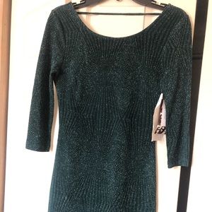 Green Glitter bodycon dress with low back